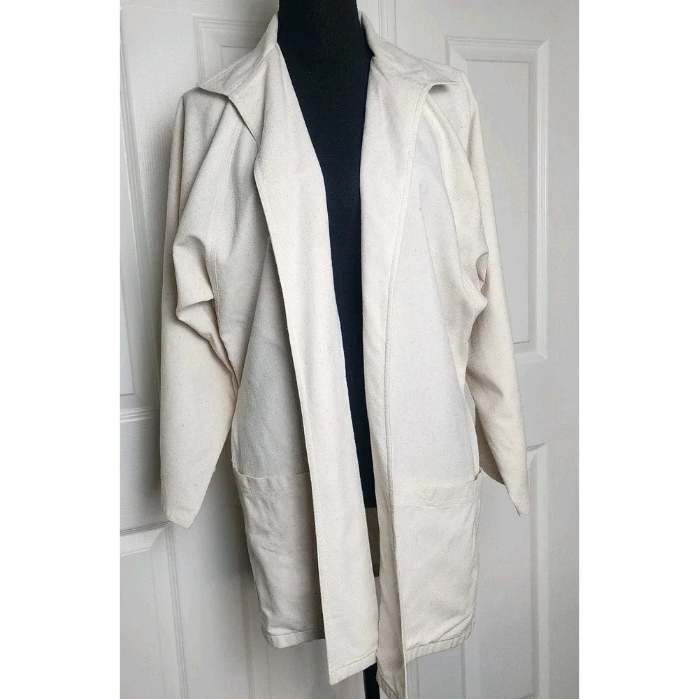 Vintage Naturelle George Georgiou Raw Silk Cardigan Cream‎ XS Coat Lagenlook